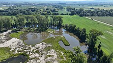 Pohled na �ást dokon�ené etapy 4A protipovod�ových opat�ení v Olomouci,...