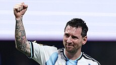Argentinský úto�ník Lionel Messi v slzách po výh�e nad Egyptem.