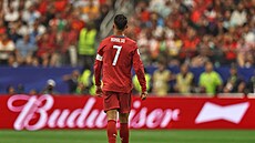 Portugalský úto�ník Cristiano Ronaldo b�hem utkání se �pan�lskem.