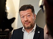 Tomio Okamura (SPD) na tiskové konferenci (10.�ervence 2026)