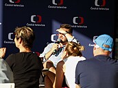 Noviná� Andreas Papadopulos b�hem rozhovoru na scén� �T - �tvrtý den festivalu...