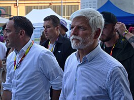 Prezident Petr Pavel p�i debat� na festivalu Colours of Ostrava. (18. �ervence...