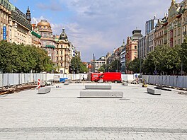 Stavba tramvajové trati na Václavském nám�stí a prom�na jeho okolí (stav...