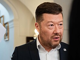 Tomio Okamura (SPD) na tiskové konferenci (10.�ervence 2026)