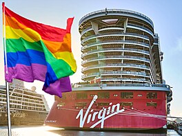 Výletní lo� spole�nosti Virgin Voyages s výzdobou v duchu hnutí Pride se ocitla...