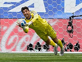 Belgický branká� Thibaut Courtois likviduje �anci �pan�lska.