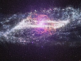 Snímek galaxie Centaur A po�ízený za�ízením MIRI na vesmírném teleskopu Jamese...