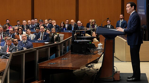 ��f americk� diplomacie Marco Rubio promluvil na konferenci ve Washingtonu (16. �ervence 2026)