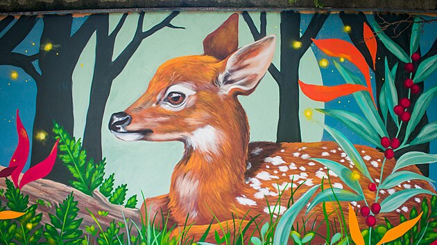 Malba kolou�ka na d�tsk�m h�i�ti v Olomouci
