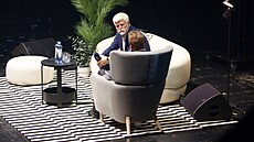 Prezident Petr Pavel p�i debat� na festivalu Colours of Ostrava. (18. �ervence...