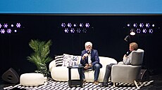 Prezident Petr Pavel p�i debat� na festivalu Colours of Ostrava. (18. �ervence...