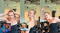 Modelka Julia Gropová napodobuje Erlinga Haalanda