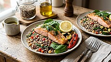 Jednoduchý ob�d s lososem ukazuje, �e potraviny bohaté na omega-3 lze snadno...