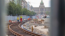Stavba tramvajové trati na Václavském nám�stí a prom�na jeho okolí (stav...