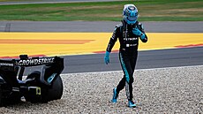 George Russell odstupuje ve Velké cen� Belgie formule 1.