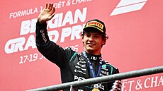 Andrea Kimi Antonelli slaví výhru ve Velké cen� Belgie formule 1.
