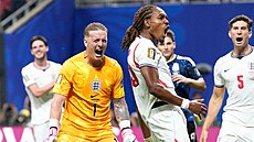 Gólman Anglie Pickford b�hem semifinále mistrovství sv�ta proti Argentin�.