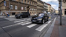 Dopravní k�i�ovatka na nám�stí I. P. Pavlova, kde se udála nehoda sanitky a...