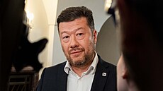 Tomio Okamura (SPD) na tiskové konferenci (10.�ervence 2026)