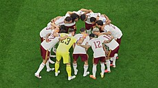 �pan�lský tým p�ed semifinálovým utkáním proti Francii na MS ve fotbale 2026.