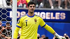 Belgický branká� Thibaut Courtois b�hem �tvrtfinálového zápasu proti �pan�lsku.