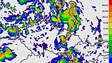 Výskyt bou�ek v pátek odpoledne podle simulací modelu Aladin