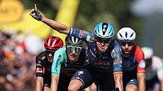 Tim Merlier (Soudal Quick-Step) se raduje ze svého vít�zství v 8. etap� Tour de...