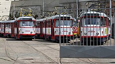 Depo tramvají v Olomouci.