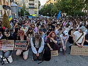 Kyjev. Protest proti odvolání Mychajla Fedorova z pozice ukrajinského ministra...