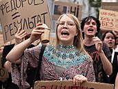 Kyjev. Protest proti odvolání Mychajla Fedorova z pozice ukrajinského ministra...