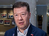 Tisková konference Tomia Okamury z náv�t�vy �íny. (20. �ervence 2026)