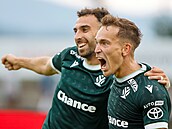 Jan Suchan slaví sv�j první gól v jabloneckém dresu.