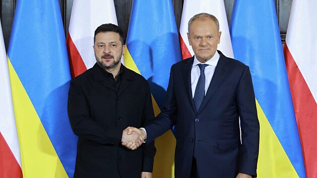 Zelenskyj jednal v Polsku s Tuskem. Řešili i nedávné spory mezi oběma státy