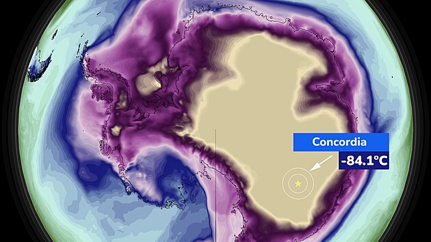 Na pol�rn� stanici Concordia na Antarktid� byla nam��ena nejni��� teplota od roku 2012.