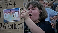 Kyjev. Protest proti odvolání Mychajla Fedorova z pozice ukrajinského ministra...