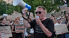 Kyjev. Protest proti odvolání Mychajlo Fedorova z pozice ukrajinského ministra...
