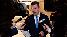 Tisková konference Tomio Okamury po setkání  s p�edsedou �ínského parlamentu...