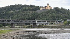 Vyschlé koryto �eky Labe v Ústí nad Labem (22. �ervence 2026)