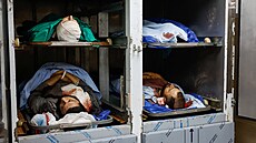 Mrtví Palestinci po izraelském útoku u vesnice Till na Západním b�ehu. (24....