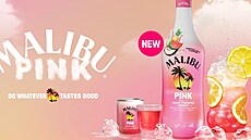 Tropický likér s p�íchutí bílého rumu, kokosu, ananasu a guavy Malibu Pink je...