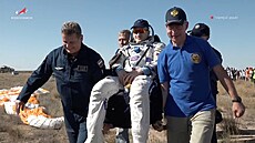 Kabina Sojuz MS-28 s posádkou Mezinárodní vesmírné stanice (ISS) astronauta...