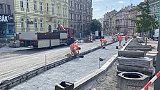 P�estavba Americké ulice v centru Plzn� je v plném proudu. (21. �ervence 2026)