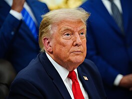 Prezident Donald Trump v Oválné pracovn� Bílého domu p�edstavil plán na...