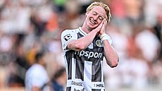 St�elec gólu FK Hradce Králové Tom Slon�ík po brance Tromsu IL.