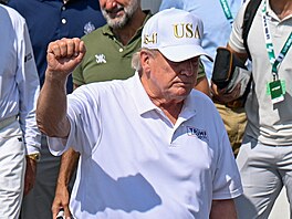 Americký prezident Donald Trump na golfovém turnaji v New Yorku. (9. srpna 2026)