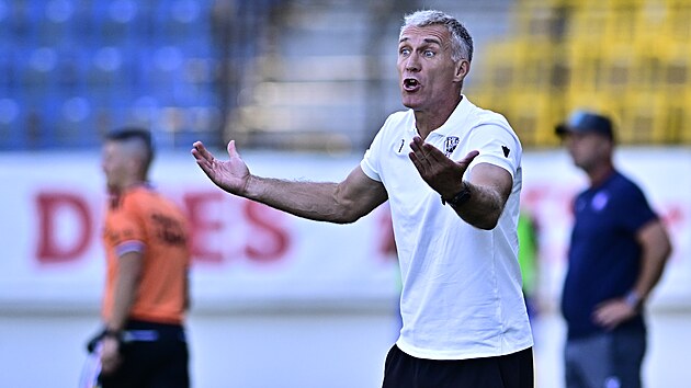 Plzeňský trenér Martin Hyský během utkání v Teplicích