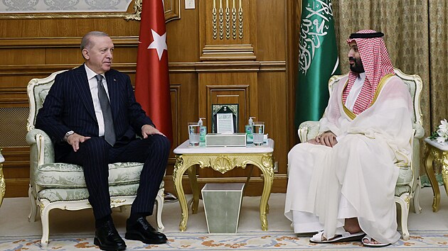 Spole�n� setk�n� tureck�ho prezidenta Recepa Tayyipa Erdogana a sa�dskoarabsk�ho korunn�ho prince Muhammada bin Salm�na. (7. srpna 2026)
