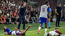 Brian Priske, trenér Sparty, pro�íval kvalifika�ní duel Ligy mistr� proti Lyonu...