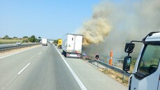 Krátce p�ed druhou odpoledne hasi�i likvidovali po�ár náv�su kamionu na 33. km...