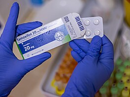 Balení léku tamoxifen (25. února 2022)